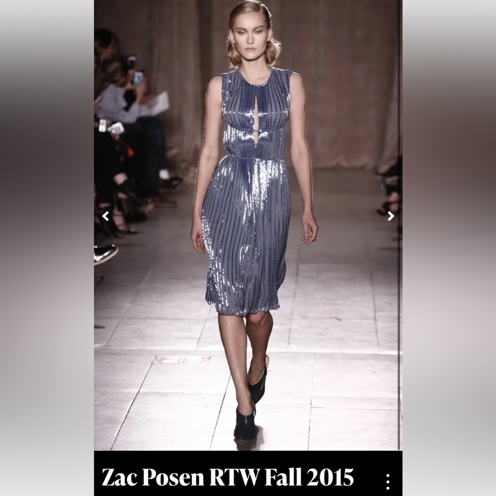 Zac Posen Fall 2015 Hand-Embroidered Bugle-Beaded Red Cocktail Dress, Si… - Picture 3 of 11